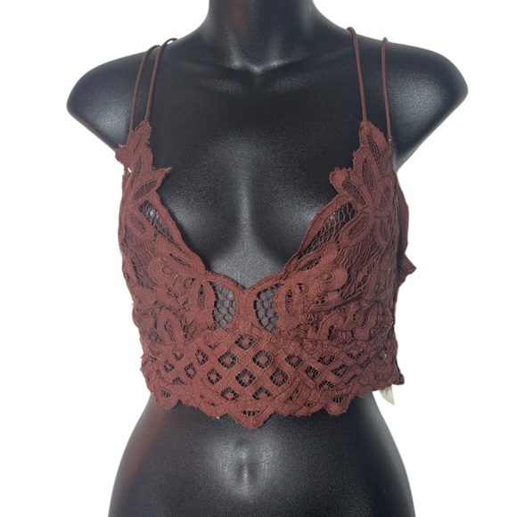 Free People Other - Free people one medium womens brown adella lace bralette Fairy feminine
